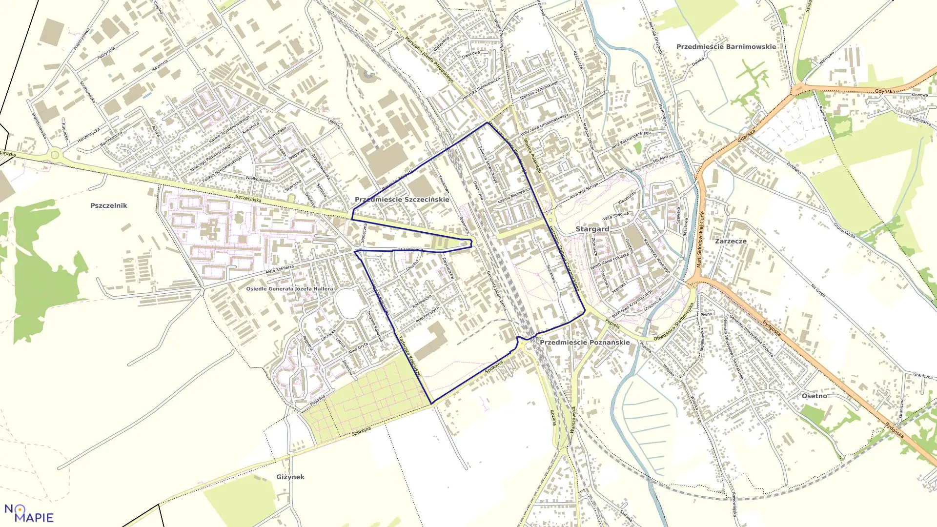 Mapa obrębu 0010 Stargard w mieście Stargard Szczeciński